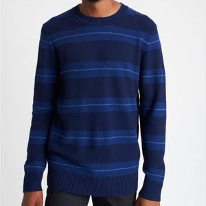 Kit And Ace Men’s Marine Navy Merino Waffle Striped Sweater